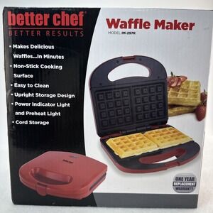 Better Chef IM-297R Non-Stick Electric Waffle Maker Red New Open Box